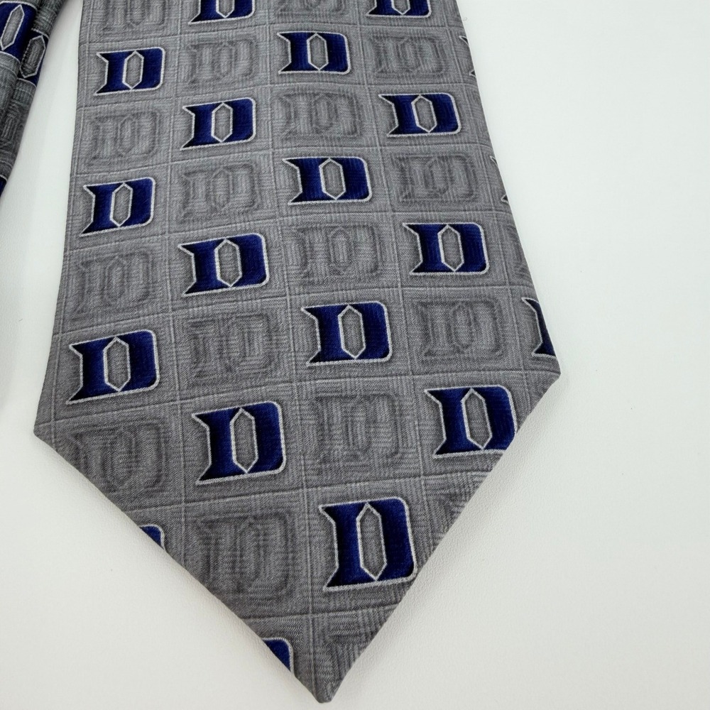 Duke University Blue Devils Mens Silk Necktie Gray Blue Logo NCAA Hand Made Tie